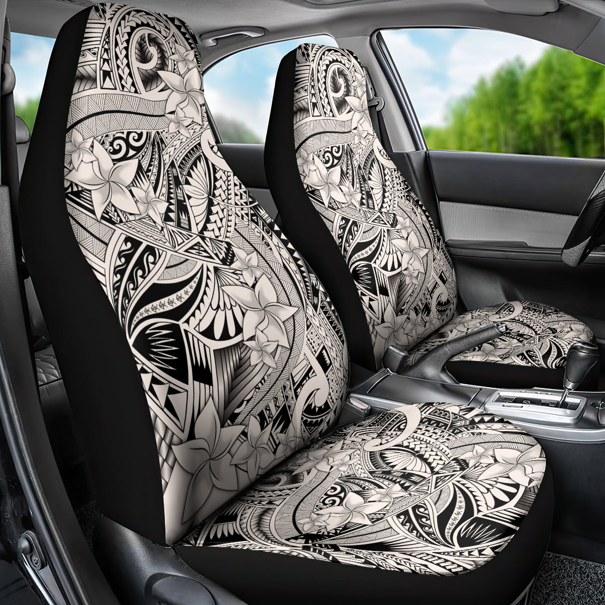 Polynesia Car Seat Cover Tribal Polynesian Spirit With Beige Pacific Flowers LT9 - Polynesian Pride