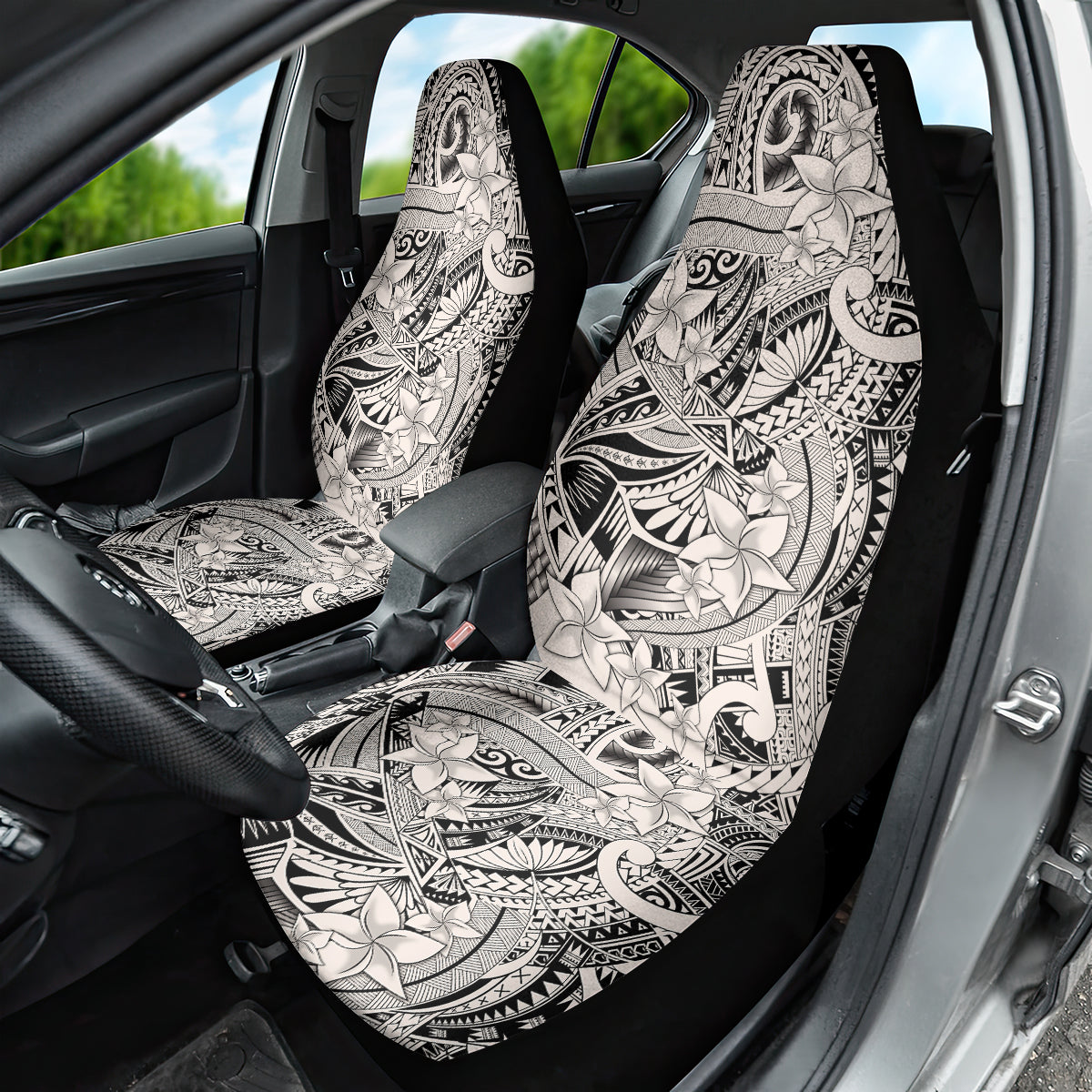 Polynesia Car Seat Cover Tribal Polynesian Spirit With Beige Pacific Flowers LT9 - Polynesian Pride