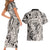 Polynesia Couples Matching Short Sleeve Bodycon Dress and Hawaiian Shirt Tribal Polynesian Spirit With Beige Pacific Flowers LT9 - Polynesian Pride