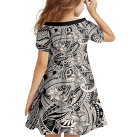 Polynesia Family Matching Off Shoulder Long Sleeve Dress and Hawaiian Shirt Tribal Polynesian Spirit With Beige Pacific Flowers LT9 - Polynesian Pride
