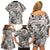 Polynesia Family Matching Off Shoulder Short Dress and Hawaiian Shirt Tribal Polynesian Spirit With Beige Pacific Flowers LT9 - Polynesian Pride