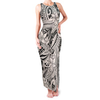Polynesia Family Matching Tank Maxi Dress and Hawaiian Shirt Tribal Polynesian Spirit With Beige Pacific Flowers LT9 - Polynesian Pride