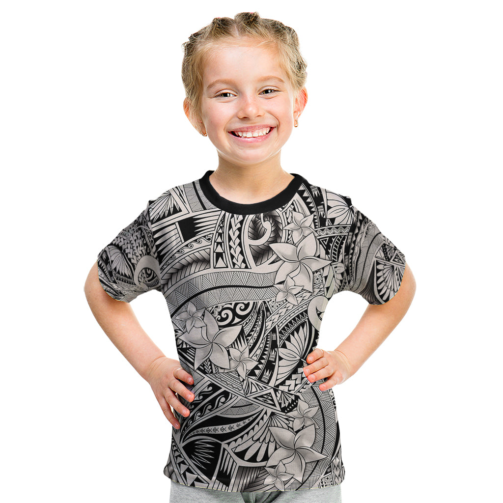 Polynesia Kid T Shirt Tribal Polynesian Spirit With Beige Pacific Flowers LT9 Beige - Polynesian Pride