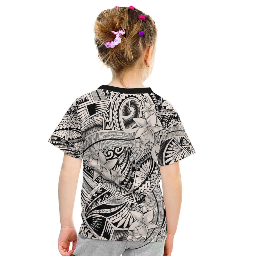 Polynesia Kid T Shirt Tribal Polynesian Spirit With Beige Pacific Flowers LT9 - Polynesian Pride