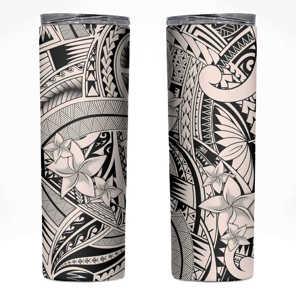 Beige Pacific Flowers Tribal Polynesian Spirit Skinny Tumbler