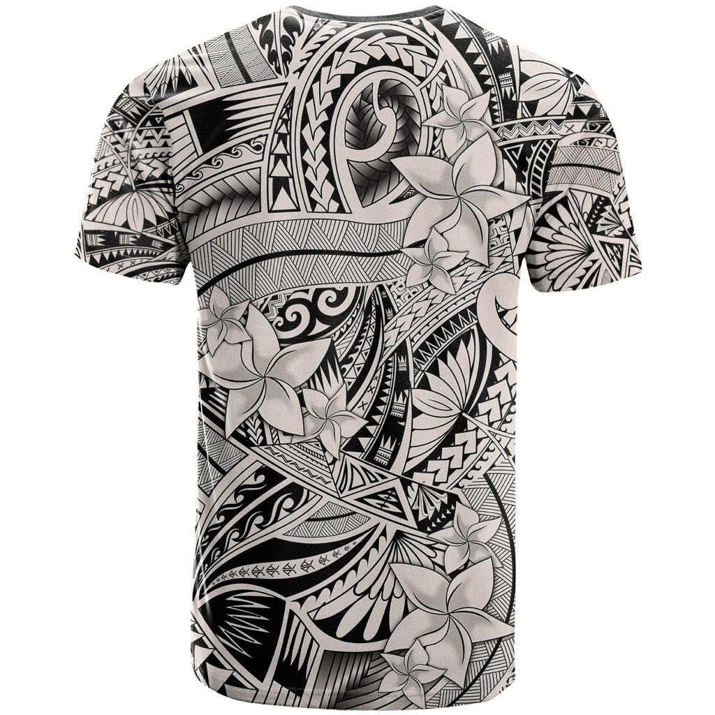 Polynesia T Shirt Tribal Polynesian Spirit With Beige Pacific Flowers LT9 - Polynesian Pride
