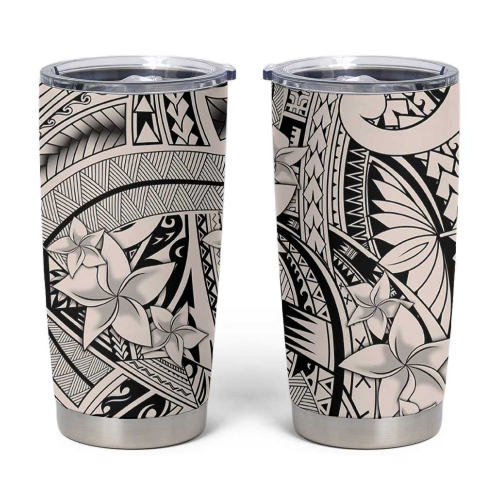 Beige Pacific Flowers Tribal Polynesian Spirit Tumbler Cup LT9 Beige - Polynesian Pride