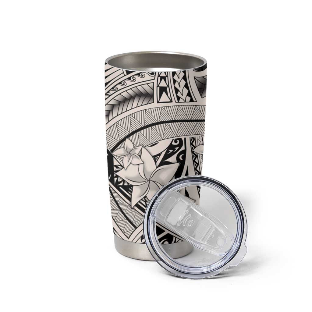 Beige Pacific Flowers Tribal Polynesian Spirit Tumbler Cup LT9 - Polynesian Pride
