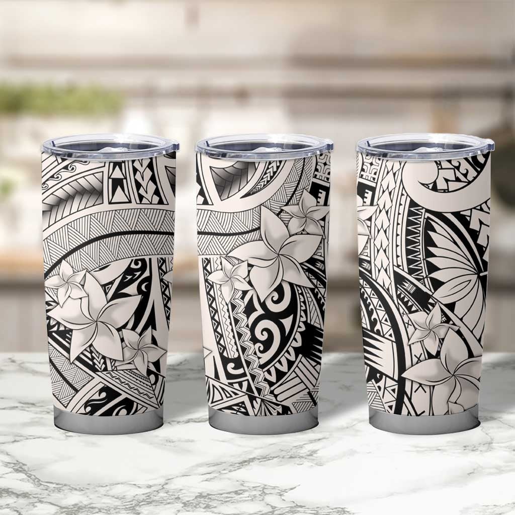 Beige Pacific Flowers Tribal Polynesian Spirit Tumbler Cup LT9 - Polynesian Pride