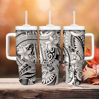 Beige Pacific Flowers Tribal Polynesian Spirit Tumbler With Handle LT9 - Polynesian Pride