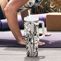 Beige Pacific Flowers Tribal Polynesian Spirit Tumbler With Handle LT9 - Polynesian Pride