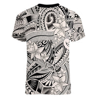 Polynesia Women V Neck T Shirt Tribal Polynesian Spirit With Beige Pacific Flowers LT9 - Polynesian Pride