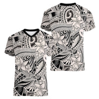 Polynesia Women V Neck T Shirt Tribal Polynesian Spirit With Beige Pacific Flowers LT9 - Polynesian Pride