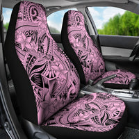 Polynesia Car Seat Cover Tribal Polynesian Spirit With Pink Pacific Flowers LT9 - Polynesian Pride