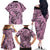 Polynesia Family Matching Off Shoulder Long Sleeve Dress and Hawaiian Shirt Tribal Polynesian Spirit With Pink Pacific Flowers LT9 - Polynesian Pride