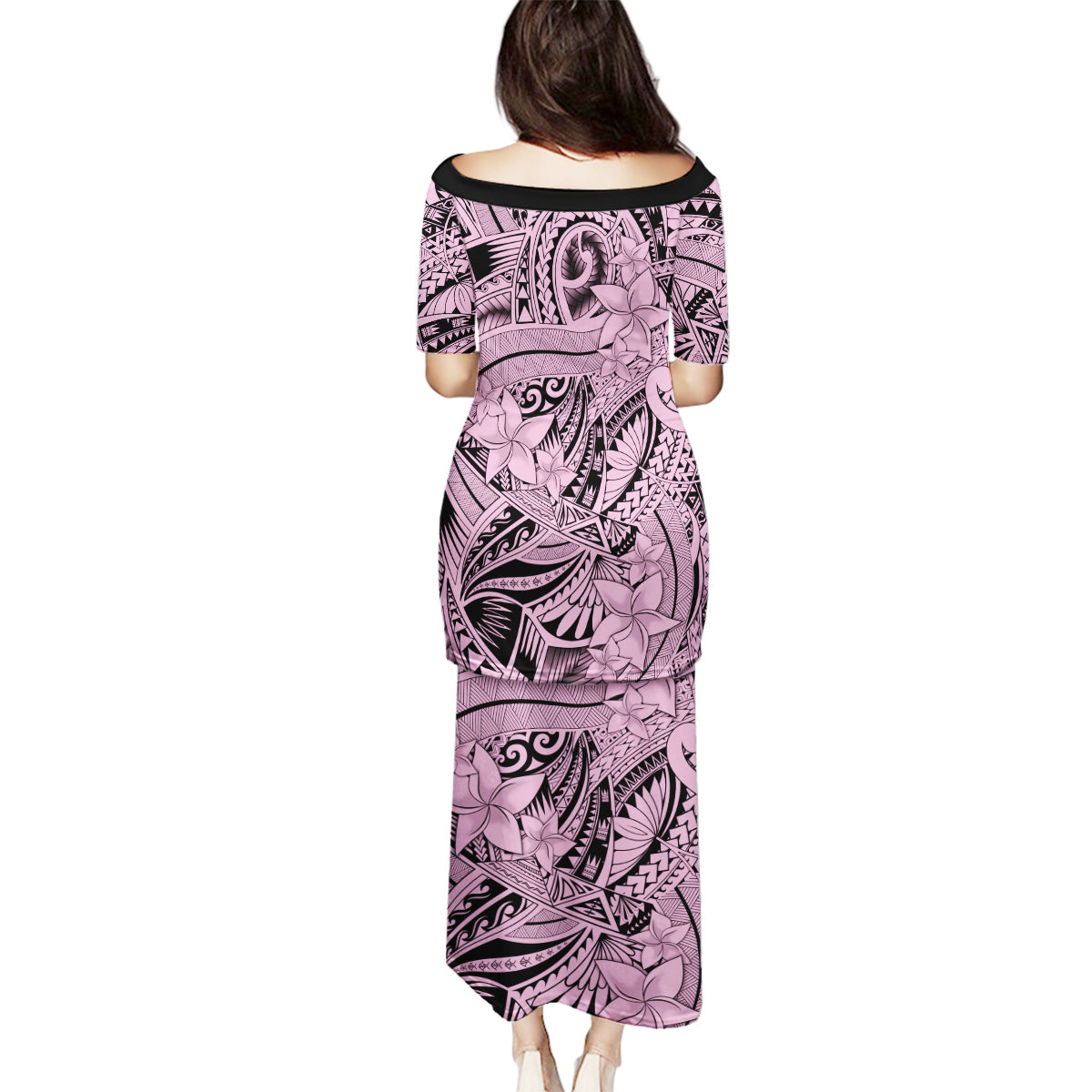 Polynesia Family Matching Puletasi Dress and Hawaiian Shirt Tribal Polynesian Spirit With Pink Pacific Flowers LT9 - Polynesian Pride