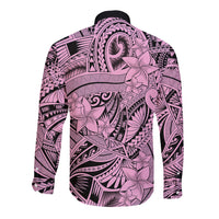 Polynesia Long Sleeve Button Shirt Tribal Polynesian Spirit With Pink Pacific Flowers LT9 - Polynesian Pride