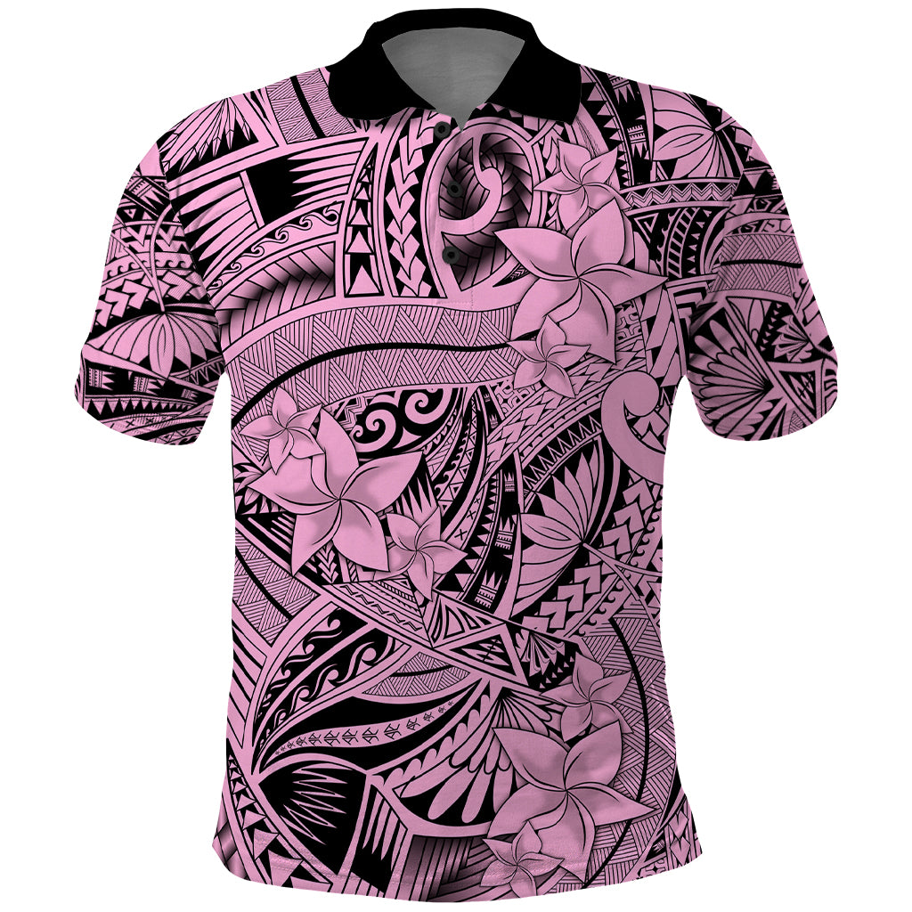 Polynesia Polo Shirt Tribal Polynesian Spirit With Pink Pacific Flowers LT9 Pink - Polynesian Pride