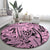 Polynesia Round Carpet Tribal Polynesian Spirit With Pink Pacific Flowers LT9 - Polynesian Pride