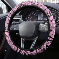 Polynesia Steering Wheel Cover Tribal Polynesian Spirit With Pink Pacific Flowers LT9 - Polynesian Pride