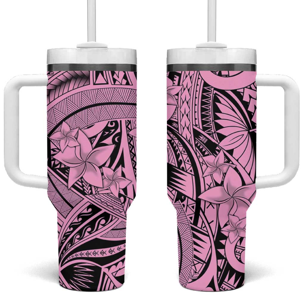 Pink Pacific Flowers Tribal Polynesian Spirit Tumbler With Handle LT9 One Size: 40 oz Pink - Polynesian Pride