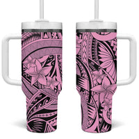 Pink Pacific Flowers Tribal Polynesian Spirit Tumbler With Handle LT9 One Size: 40 oz Pink - Polynesian Pride