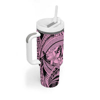 Pink Pacific Flowers Tribal Polynesian Spirit Tumbler With Handle LT9 - Polynesian Pride