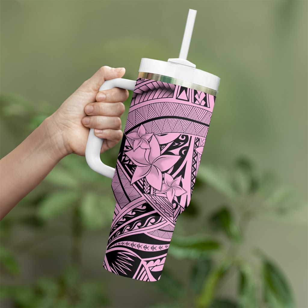 Pink Pacific Flowers Tribal Polynesian Spirit Tumbler With Handle LT9 - Polynesian Pride