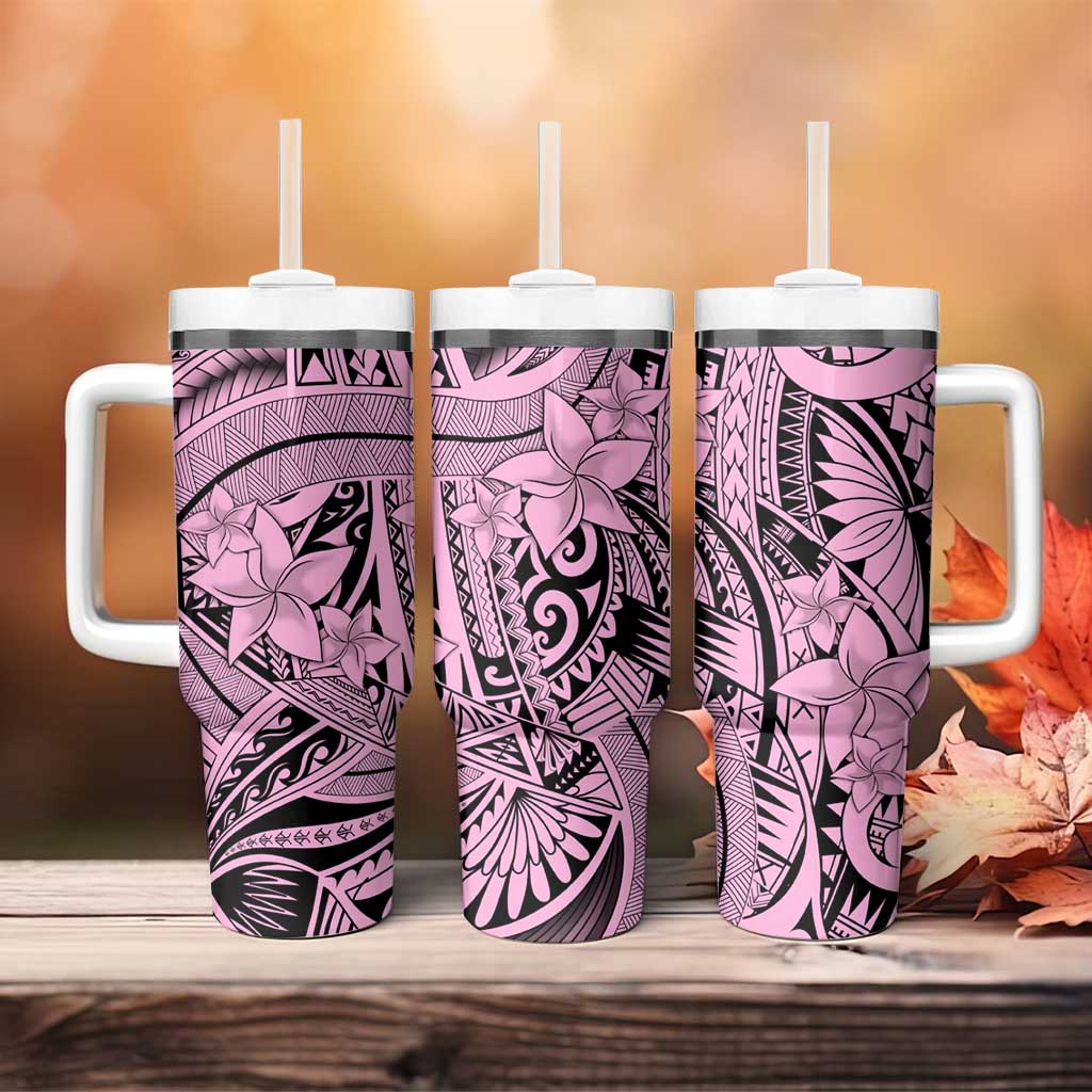 Pink Pacific Flowers Tribal Polynesian Spirit Tumbler With Handle LT9 - Polynesian Pride