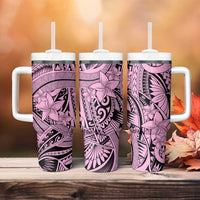 Pink Pacific Flowers Tribal Polynesian Spirit Tumbler With Handle LT9 - Polynesian Pride