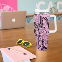 Pink Pacific Flowers Tribal Polynesian Spirit Tumbler With Handle LT9 - Polynesian Pride