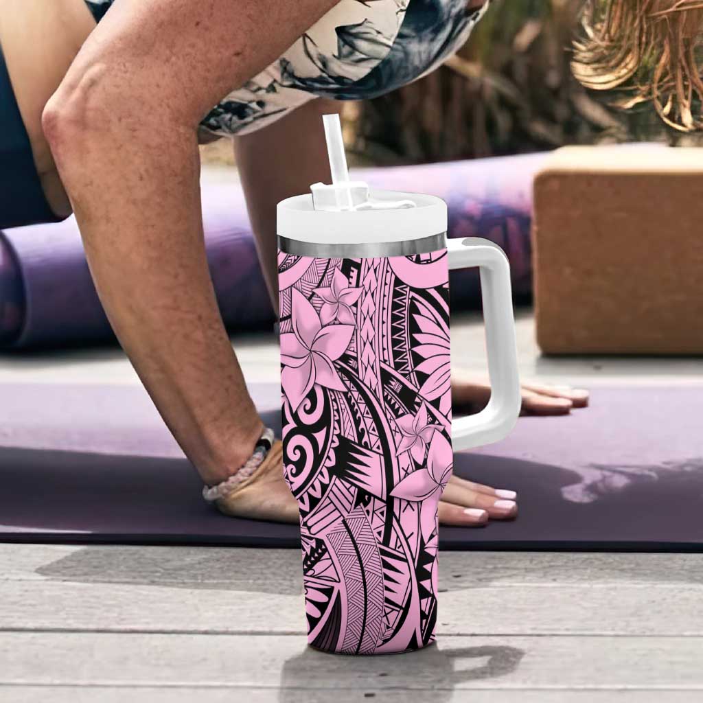 Pink Pacific Flowers Tribal Polynesian Spirit Tumbler With Handle LT9 - Polynesian Pride