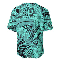 Polynesia Baseball Jersey Tribal Polynesian Spirit With Teal Pacific Flowers LT9 - Polynesian Pride