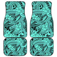 Polynesia Car Mats Tribal Polynesian Spirit With Teal Pacific Flowers LT9 - Polynesian Pride