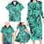 Polynesia Family Matching Long Sleeve Bodycon Dress and Hawaiian Shirt Tribal Polynesian Spirit With Teal Pacific Flowers LT9 - Polynesian Pride