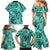 Polynesia Family Matching Mermaid Dress and Hawaiian Shirt Tribal Polynesian Spirit With Teal Pacific Flowers LT9 - Polynesian Pride