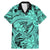 Polynesia Family Matching Mermaid Dress and Hawaiian Shirt Tribal Polynesian Spirit With Teal Pacific Flowers LT9 Dad's Shirt - Short Sleeve Teal - Polynesian Pride