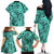 Polynesia Family Matching Off Shoulder Long Sleeve Dress and Hawaiian Shirt Tribal Polynesian Spirit With Teal Pacific Flowers LT9 - Polynesian Pride