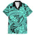 Polynesia Family Matching Off Shoulder Long Sleeve Dress and Hawaiian Shirt Tribal Polynesian Spirit With Teal Pacific Flowers LT9 Dad's Shirt - Short Sleeve Teal - Polynesian Pride