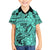 Polynesia Family Matching Off Shoulder Short Dress and Hawaiian Shirt Tribal Polynesian Spirit With Teal Pacific Flowers LT9 Son's Shirt Teal - Polynesian Pride