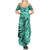 Polynesia Family Matching Summer Maxi Dress and Hawaiian Shirt Tribal Polynesian Spirit With Teal Pacific Flowers LT9 - Polynesian Pride