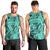 Polynesia Men Tank Top Tribal Polynesian Spirit With Teal Pacific Flowers LT9 - Polynesian Pride