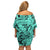 Polynesia Off Shoulder Short Dress Tribal Polynesian Spirit With Teal Pacific Flowers LT9 - Polynesian Pride