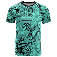 Polynesia T Shirt Tribal Polynesian Spirit With Teal Pacific Flowers LT9 Teal - Polynesian Pride