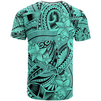 Polynesia T Shirt Tribal Polynesian Spirit With Teal Pacific Flowers LT9 - Polynesian Pride
