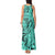 Polynesia Tank Maxi Dress Tribal Polynesian Spirit With Teal Pacific Flowers LT9 - Polynesian Pride