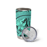 Teal Pacific Flowers Tribal Polynesian Spirit Tumbler Cup LT9 - Polynesian Pride