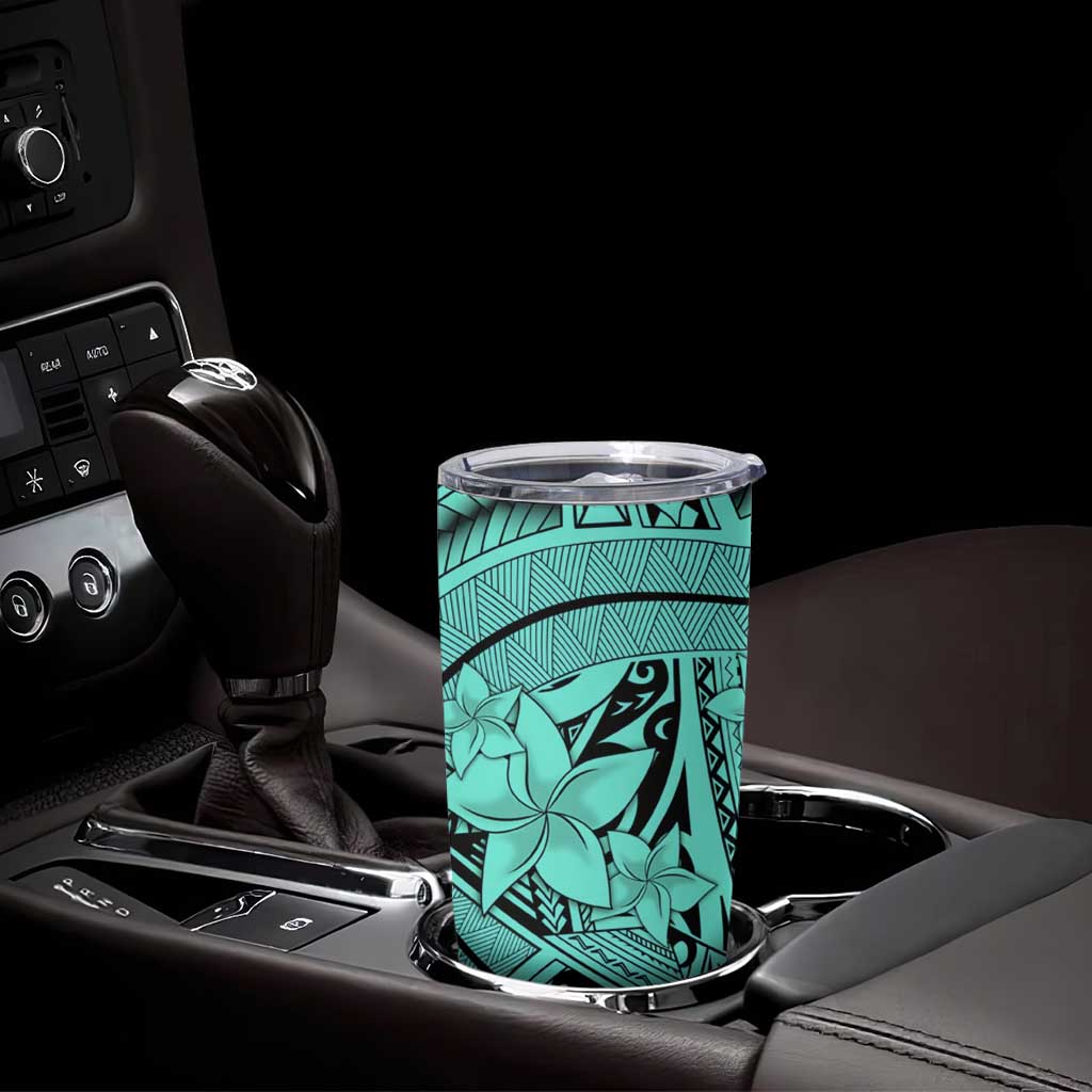 Teal Pacific Flowers Tribal Polynesian Spirit Tumbler Cup LT9 - Polynesian Pride