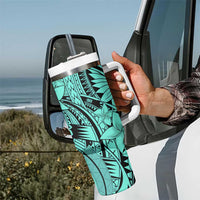 Teal Pacific Flowers Tribal Polynesian Spirit Tumbler With Handle LT9 - Polynesian Pride