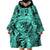 Polynesia Wearable Blanket Hoodie Tribal Polynesian Spirit With Teal Pacific Flowers LT9 - Polynesian Pride